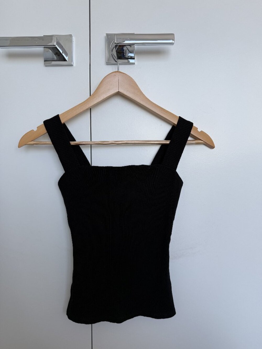 Reformation Tank Top Square Neck Cropped Black Size XS